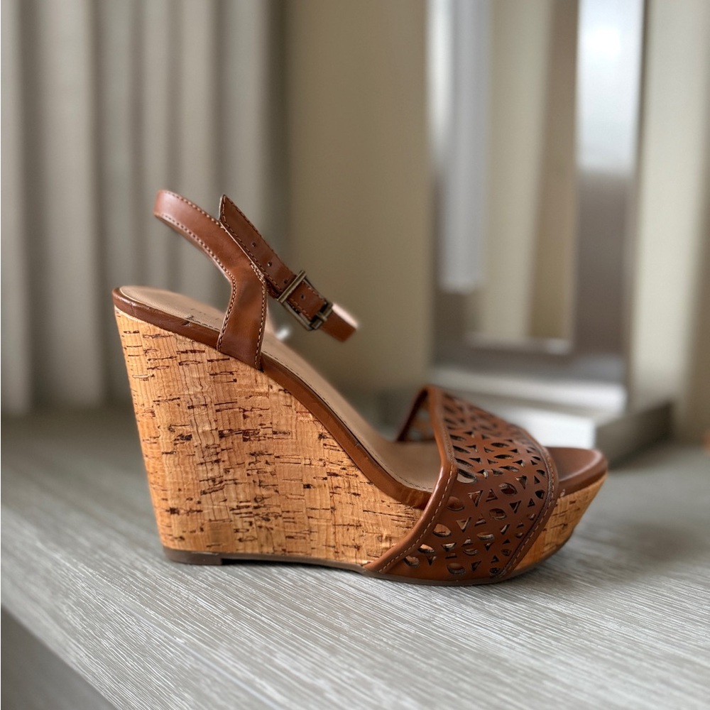 BCBGeneration Tan Cork Wedges